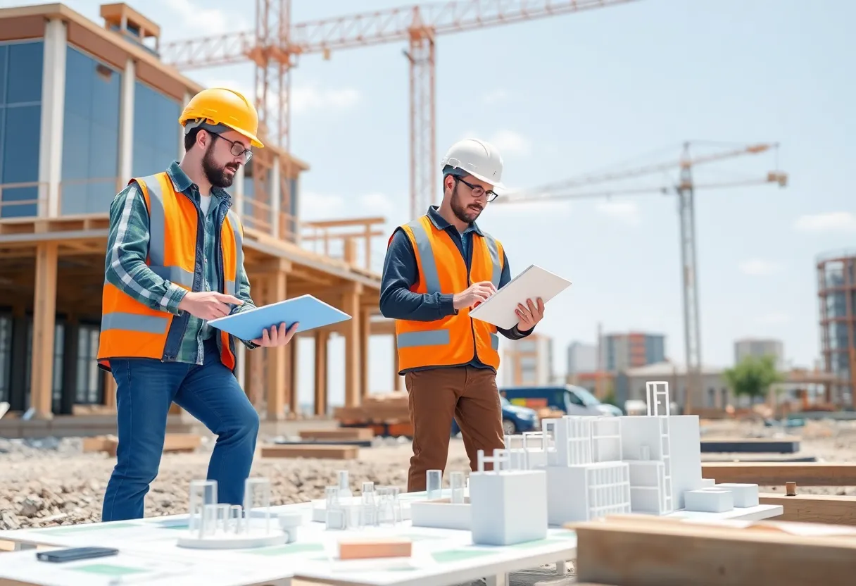 Construction site using Building Information Modeling technology